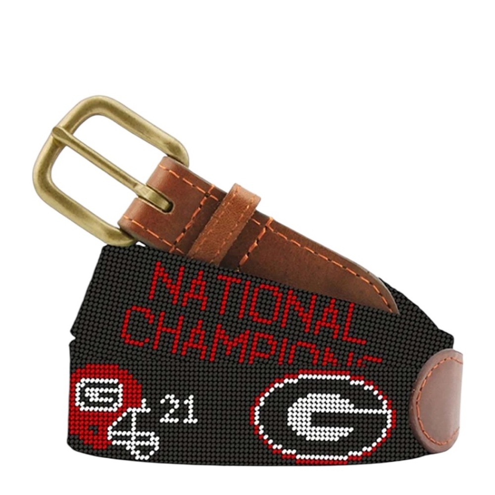 University of Georgia Bulldogs 2021 National Championship Needlepoint Belt SZ 30